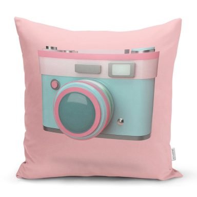 Nostaljik Fotoğraf Makinası 3D Dijital Baskılı Yastık Kırlent Kılıfı