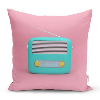 Nostaljik Radyo Temalı Dijital Baskılı Yastık Kırlent Kılıfı