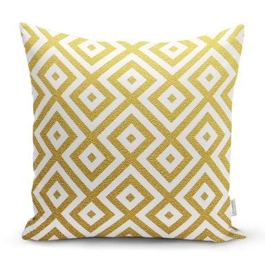 Altın Renkli Geometrik Desenli Özel Tasarım Yastık Kırlent Kılıfı