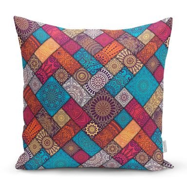 Geometrik Etnik Desenli Özel Tasarım Yastık Kırlent Kılıfı