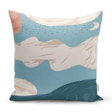 Renkli Zeminde Soyut Çizimli Dijital Baskılı Modern Yastık Kırlent Kılıfı