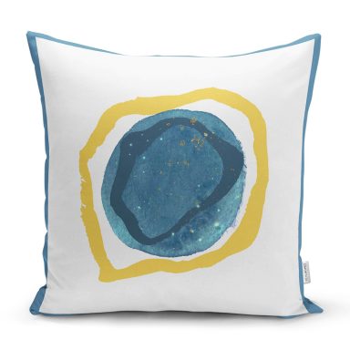 Renkli Zeminde Oval Çizimli Dijital Baskılı Modern Yastık Kırlent Kılıfı