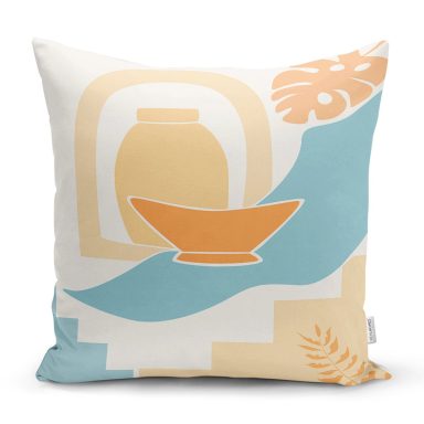 Onedraw Çizimli Vazo Desenli Dijital Baskılı Modern Yastık Kırlent Kılıfı