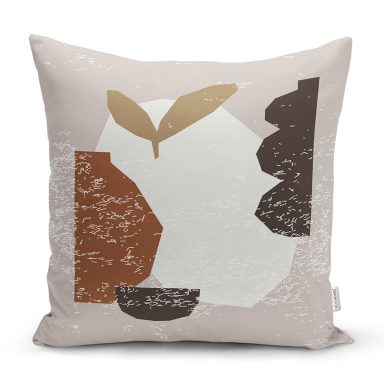 Renkli Zemin Üzerinde Onedraw Çizimli Obje Desenli Modern Yastık Kırlent Kılıfı