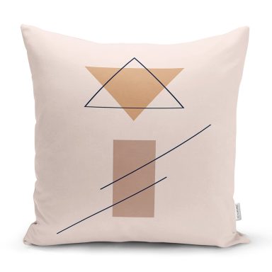 Pastel Renkli Onedraw Çizimli Geometrik Desenli Modern Yastık Kırlent Kılıfı