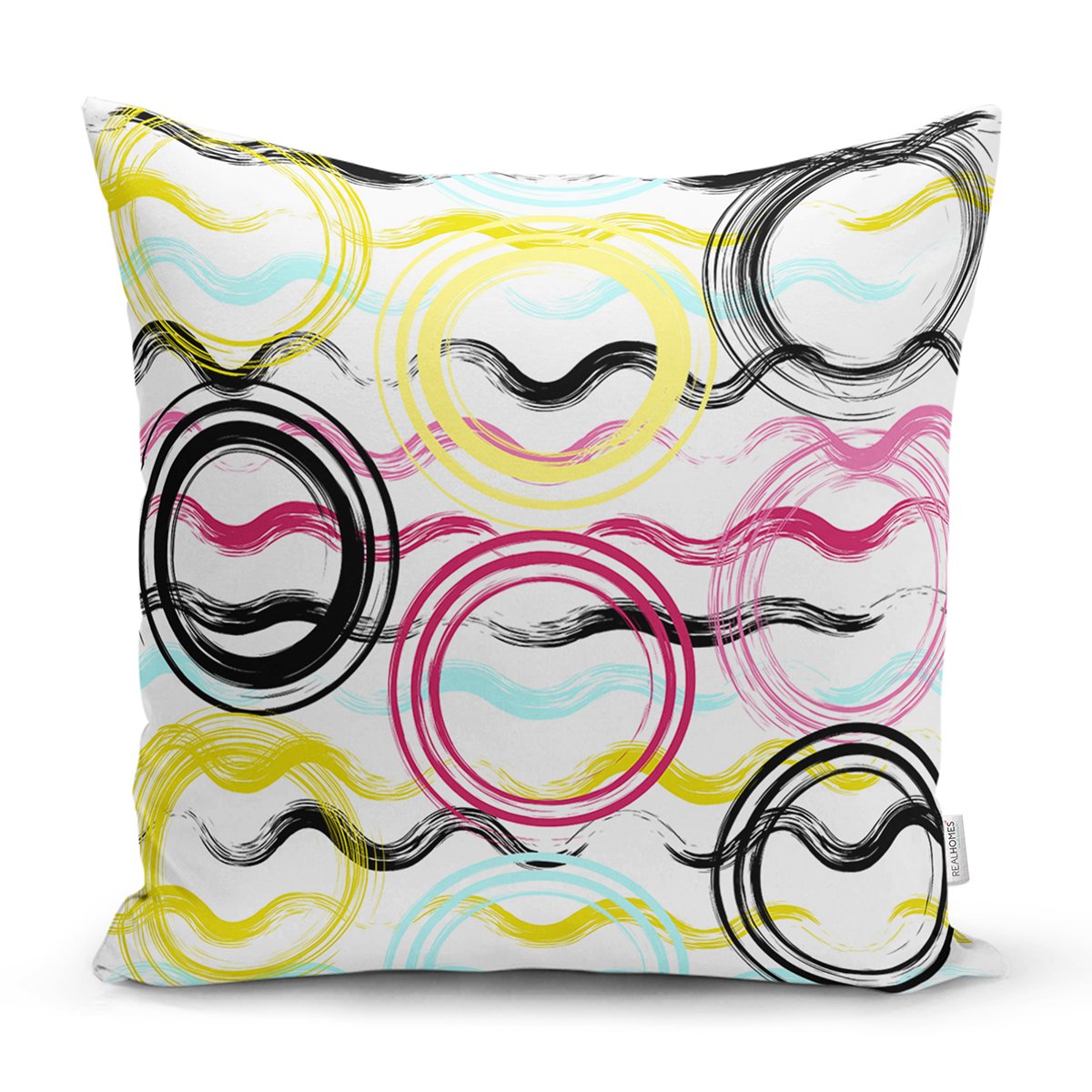 K7807-Beyaz-Zemin-Üzerinde-Renkli-Zigzag-Desenli-Geometrik-Desenli-Yastık-Kırlent-Kılıfı