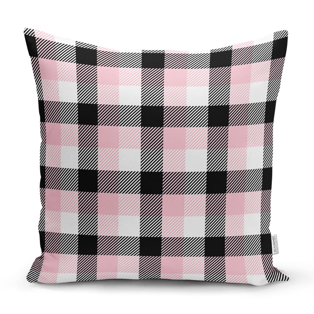 K7924-Beyaz-Zeminli-Siyah-Ekose-Desenli-Dijital-Baskılı-Modern-Yastık-Kırlent-Kılıfı