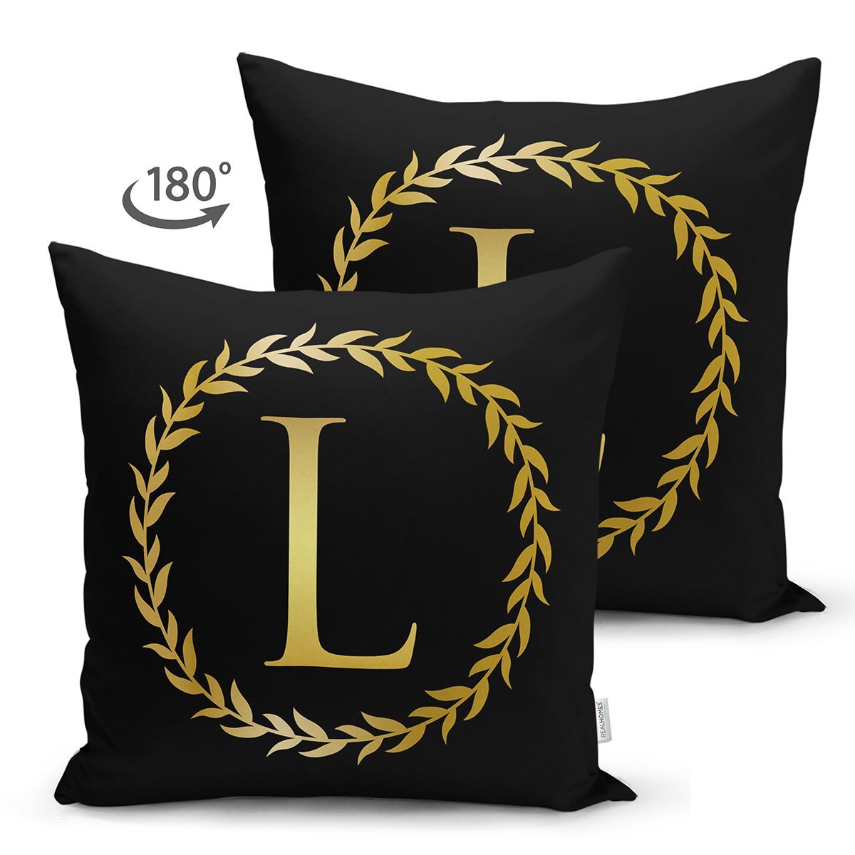 Suet-K9572-Siyah-Zemin-Gold-Yaprak-Cerceveli-L-Harfi-Ozel-Tasarim-Modern-Suet-Yastik-Kirlent-Kilifi-1