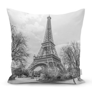 Eyfel Kuleli Dijital Baskılı Dekoratif Yastık Kırlent Kılıfı - K101
