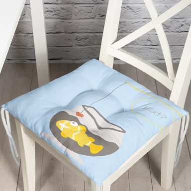 Mavi Zeminde Akvaryum Temalı Çocuk Odası Pofidik Sandalye Minderi