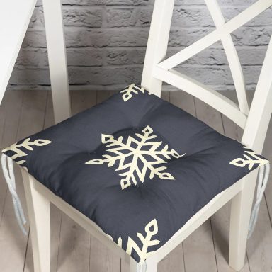 Renkli Zemin Üzerinde Kar tanesi Desenli Dijital Baskılı Modern Pofidik Sandalye Minderi