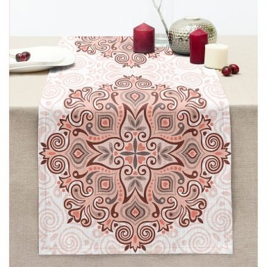 Modern Desenli Dijital Baskılı Dekoratif Dikişli Şönil Runner