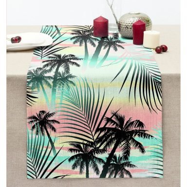 Realhomes Palmiye Yaprakları Dikişli Şönil Runner