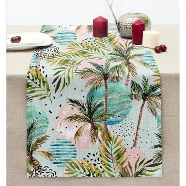 Realhomes Palmiye Çizim Dikişli Şönil Runner