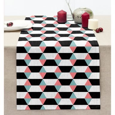 Realhomes Geometrik Şekilli Dekoratif Dikişli Şönil Runner