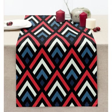 Baklava Desenli Renkli Modern Dikişli Şönil Runner