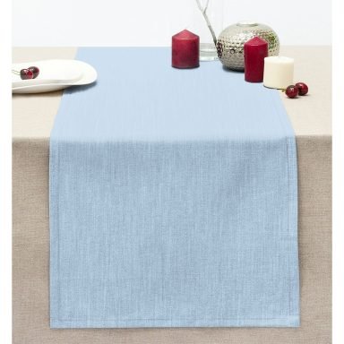 Bebek Mavi Dijital Baskılı Dekoratif Dikişli Şönil Runner