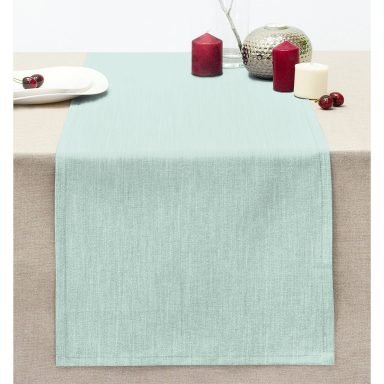 Mint Yeşili Renkli Dijital Baskılı Dekoratif Dikişli Şönil Runner