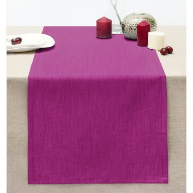 Mor Renkli Dijital Baskılı Dekoratif Dikişli Şönil Runner