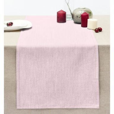 Pembe Renkli Dijital Baskılı Dekoratif Dikişli Şönil Runner