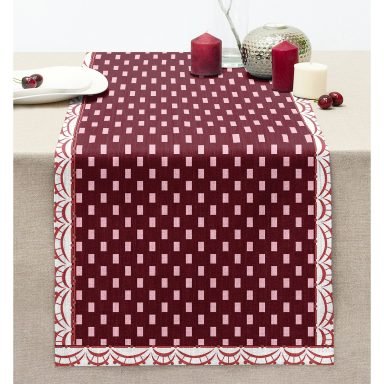 Fuşya Zemin Dijital Baskılı Özel Tasarım Dikişli Şönil Runner