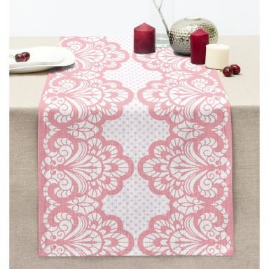 Oryantal Motifli Dijital Baskılı Dekoratif Dikişli Şönil Runner