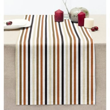 Soyut Renkli Düz Çizgili Tasarım Modern Dikişli Şönil Runner